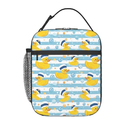 Cute Rubber Duck Insulated Lunch Box, Reusable Thermal Lunchbox with Funny Cartoon Yellow Farm Animal, Portable Handbags for Office, Beach, Camping, Road Trip, Hiking, Gifts for Girls Women - color: Duck 04