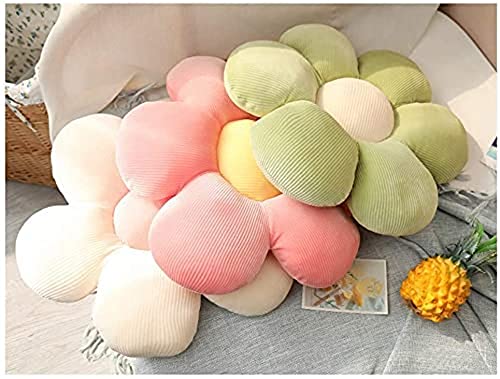 LEHU Flower Pillow, Flower Shaped Seating Cushion -Cute Daisy Pillow for Girls Tweens Room Decor Flowe Floor Pillow for Reading and Lounging Comfy (Green petals-15'') - color: Green Petals, size: 15''