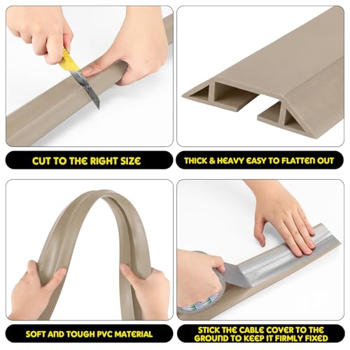 Pangda Floor Cable Cover Extension Cord Cover Protector Outdoor Heavy Duty Cord Protector Hider Soft Organize and Protect Wire on Floor for Home Office or Outdoor Settings(Beige,10 ft) - color: Beige, size: 10 ft