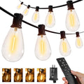 Ollny S11 100FT Outdoor String Lights with Remote, Plug in Waterproof Connectable 3 Modes Dimmable Timers Patio Lights with 48+2 LED Spare Bulbs, Dusk to Dawn Outdoor Light for Outside Bistro Yard - size: 100FT, style: S11-100FT(Remote)