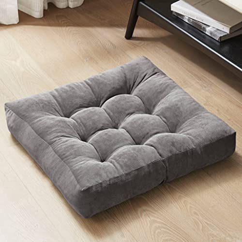 Degrees of Comfort Meditation Floor Pillow, Square Large Pillows Seating for Adults, Gray Tufted Corduroy Cushions for Yoga Reading Nook, Classroom and Living Room, Grey, 22x22 Inch - color: Square | Grey | 1 Pack, size: 1 Pack