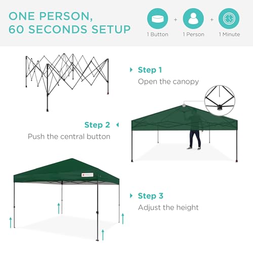 Best Choice Products 10x10ft Pop Up Canopy Tent, Outdoor Shade, 1 Person 1 Minute Set Up, Carry Case, 4 Weight Bags - Forest Green - color: Forest Green, size: 10x10ft