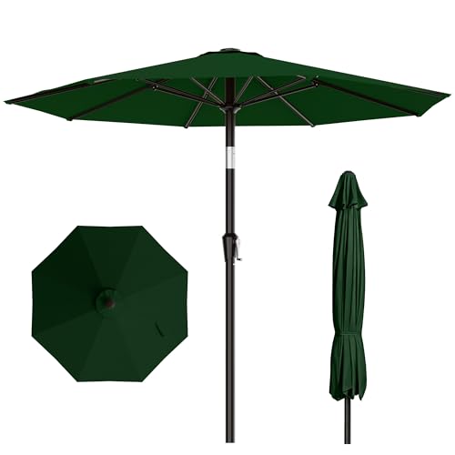 AreShark 10 FT Outdoor Patio Umbrella, Patio Table Umbrella with Push Button Tilt and Crank, Outdoor Patio Umbrellas with 8 Fiberglass Ribs, Patio Umbrellas for Market, Garden, Pool (Dark Green) - color: Dark Green