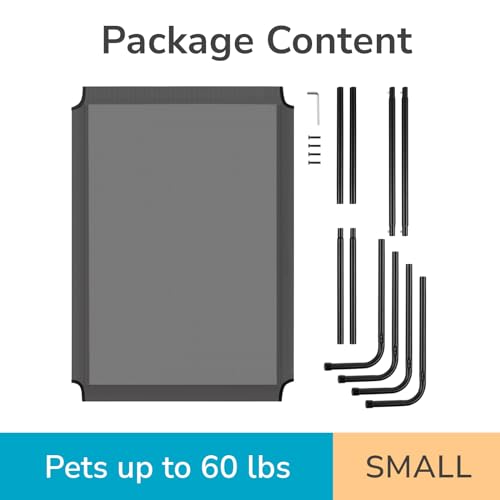 Elevated Dog Bed Cot,Portable Indoor & Outdoor Pet Hammock with Metal Frame & Breathable Mesh,No-Slip Feet,Cooling Raised Pet Bed for Large Dogs, (Grey, Small) - color: Grey, size: Small