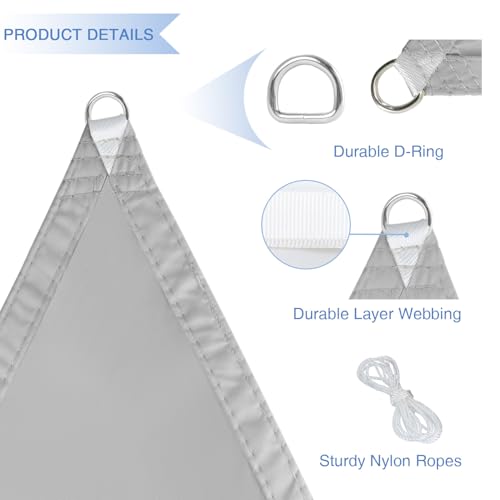 E&K Sunrise 10' x 15' Waterproof Sun Shade Sail Outdoor Rectangle Canopy Shade Cover UV Block for Pergola Patio Backyard Garden Deck (Light Gray)