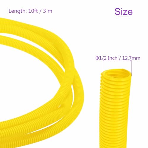 DMiotech 10ft Wire Loom Split Tubing 1/2 Inch(12.7mm) ID, Cord Protectors from Pet Flexible Conduit Cable Management for Office Home Garden, Yellow - color: Yellow, size: 1/2"-10ft