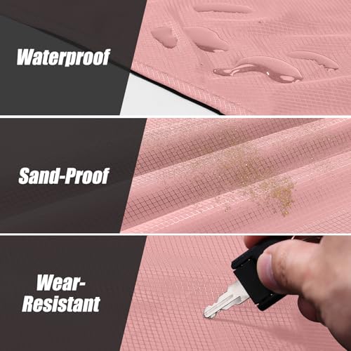 Odoland Beach Blanket Picnic Blanket, 43" x 63" SandProof Waterproof Outdoor Pocket Blanket with Portable Bag, Foldable Lightweight Sand Free Quick Drying Beach Mat for Hiking Camping Travel, Pink - color: Pink, size: 43.3" x 63"(1-2 People)
