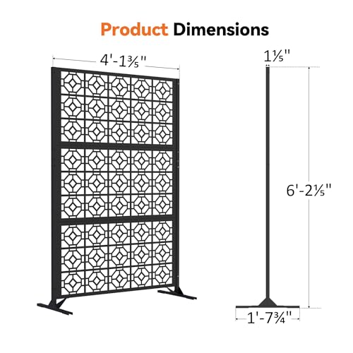 Modern Shade 4x6 FT Metal Privacy Screen with Artistic Modular Designs Decorative Patio Privacy Fence & Garden Divider, Freestanding Outdoor Metal Fence Panel, Weather-Resistant (Lattice Echo) - size: 1 Panel (Lattice Echo)
