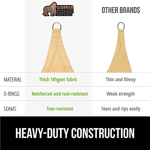 GORILLA GRIP Heavy Duty Sun Shade, UV Protection Fade Tear and Rust Resistant Rectangle Sunshade Canopy, Curved Edges Blocks Sunlight, Breathable Sail, Outdoor Patio, Lawn Garden, 8x10 FT Sand - color: Sand, size: 8' X 10', style: Rectangle