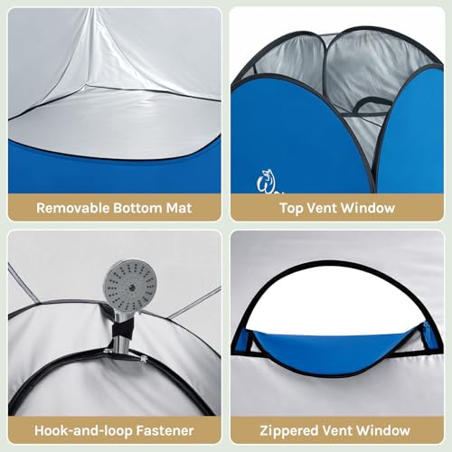 WolfWise Pop Up Changing Tent for Beach, Camping Portable Shower Tents, Outdoor Privacy Bathroom, Change Dressing Clothes Tent Pop Up Instant for Camp, Toilet, 6.2ft/6.6ft/6.9ft High - color: Blue, size: Spacious Pro: 74.8" H, 47.2" W