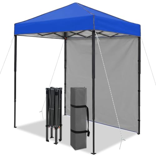6x4 Pop Up Canopy Tent with One Wall Panel, Instant Portable Beach Canopy, Outdoor Tent with Carry Bag for Camping, Sports, Tailgating, Events, Blue - color: Blue, size: With One Wall