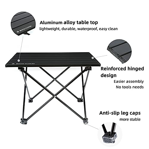 ROCK CLOUD Portable Camping Table Ultralight Aluminum Folding Beach Table Camp for Camping Hiking Backpacking Outdoor Picnic, Black - color: Black, size: Small