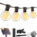 Brightever 25FT Solar String Lights Outdoor Waterproof, G40 Solar Lights with Remote and 10+1 LED Shatterproof Globe Bulbs, Dimmable&3 Lighting Modes, Solar Power Patio Lights for Balcony Garden Porch - size: 25ft