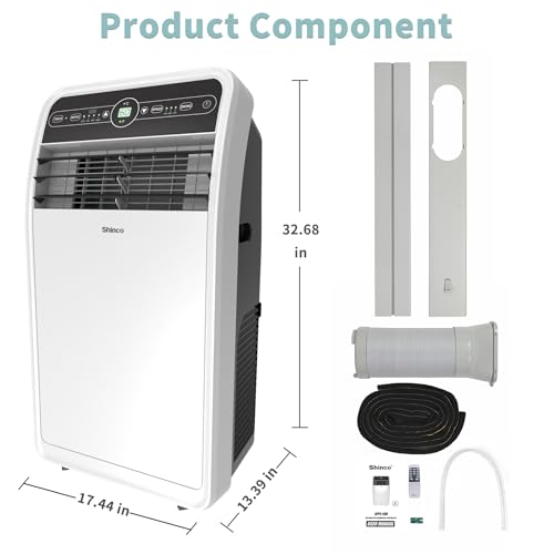 Shinco 10,000 BTU Portable Air Conditioner with Heater up to 400 Sq. Ft, Ac Heater Combo Window Unit, Portable AC Unit with Dehumidifier & Fan, Cools & Heats,Remote Control and Window Kit - color: SPF1-White+Heater, size: 10000 BTU