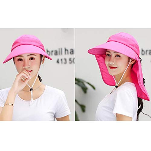 Outdoor UPF 50+ UV Sun Protection Waterproof Breathable Face Neck Flap Cover Folding Sun Hat for Men/Women - color: Rose Red