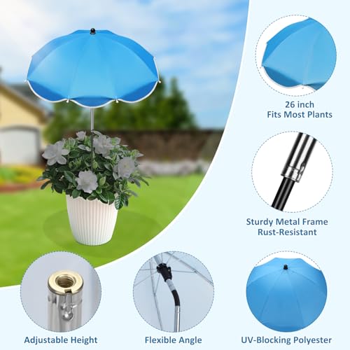 QRRICA 23.6" Adjustable Garden Umbrella Shade for Outdoor Use, Potted Greenery & Garden Beds – Angle-Adjustable Sun Protection - color: 4-pack