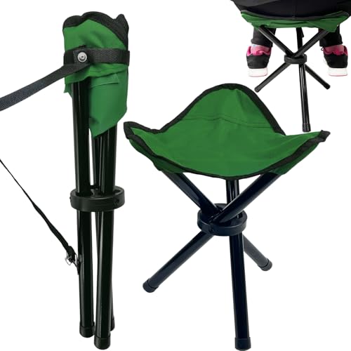 Travel Folding Camping Stool, 14.6 inches Tripod Chair and Maximum weight 210 lbs Outdoor Portable Party Chair Fishing Chair Seat for Camping Fishing Hiking Gardening and Beach Garden Painting - color: Green