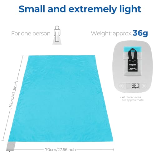 Pocket Picnic Blanket for 1 Person, 43.3x27.56″ (1.27oz) Super Light Compact Beach Blanket, SandProof Waterproof Portable Beach Picnic Mat for Outdoor Hiking Camping Travel Festival(Blue) - color: F Blue (Grey Pack), size: 1person（43.3x27.56″)