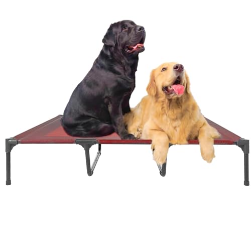 suddus Elevated Dog Bed Waterproof Outdoor, Portable Raised Dog Beds, Dog Cot Off the Floor, Dog Bed Easy Clean Indoor or Outdoor Use, X Large, Red - color: Red, size: XL (48"L x 36"W x 9"H)