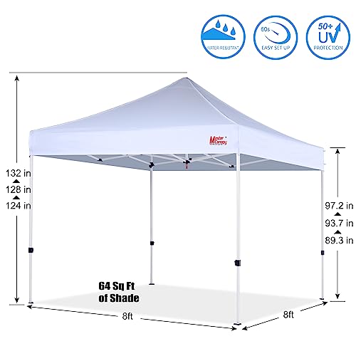 MASTERCANOPY Pop Up Canopy Tent Commercial Grade Instant Shelter (8x8, White) - color: White, size: 8x8