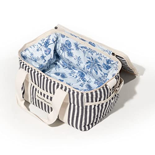 Business & Pleasure Co. Premium Cooler Bag - 14L Vintage Lunch Bag for Beach Days & Picnics - Insulated Leakproof Lining - Lauren's Navy Stripe - color: Lauren's Navy Stripe