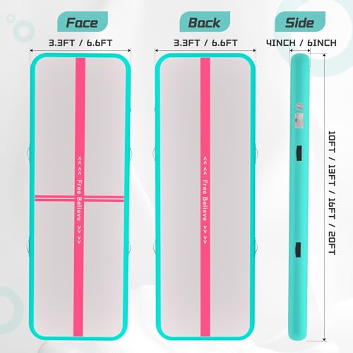 Pink Gymnastics Mat Inflatable Tumble Track Mats 10/13/16/20ft Training Mats for Home Air Mat for Kids with Pump 4”/6” Thick for Cheerleading/Yoga/Exercise/Parkour/Beach/Park/Water - color: Green Red, size: 10ft*3.3ft*6inches(3m*1m*0.15m)