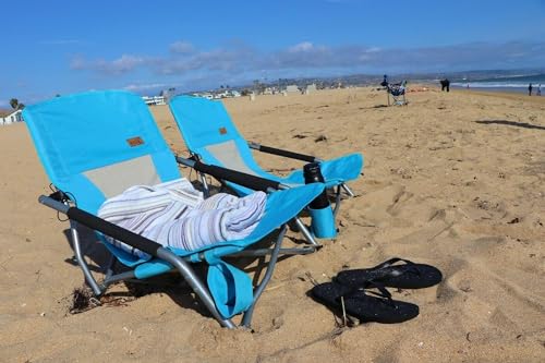 Nice C Low Beach Chair, Beach Chairs for Adults 2 Pack, Sling, Folding, Portable, Concert, Kids, Boat, River, Sand Chair, Sillas De Playa, with Cup Holder & Carry Bag (2 Pack of Blue) - color: Ocean_2
