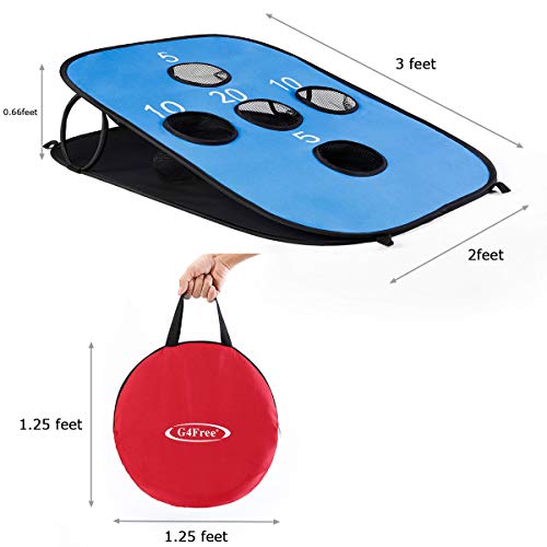 G4Free Portable Collapsible 5 Holes Cornhole Game Set with 8 Bean Bags Carrying Case Toss Game Size 3ft x 2ft for Camping Travel - color: A-Red Blue