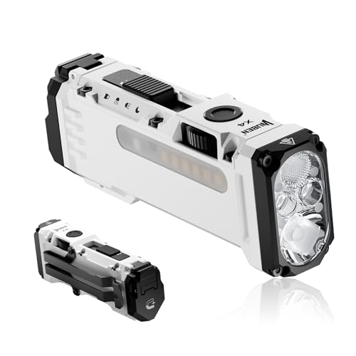 WUBEN X4 EDC Flat Flashlight with RGB Light, 1500 Lumens Mini Flashlight with Tactical Switch and Magnetic, IP68 Portable Pocket Clip USB C Flash Light for Camping, Checking, Emergencies - color: White