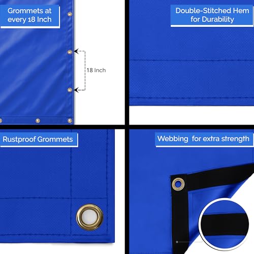 Covers & All Heavy Duty Waterproof Tarp – 18 Oz PVC Polyester Vinyl Tarp, Tear & UV Resistant with Reinforced Edges and Grommets for Industrial, Construction & Equipment Coverage(8 ft x 12 ft, Blue) - color: Blue, size: 8' x 12'