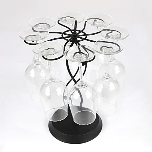 HomeRoots Elegant 8-Wine Glass Holder | Countertop Freestanding Rack for Wine Glasses - Stylish Metal Tabletop Display with 8 Hooks | Ideal Stemware Rack for Bar, Kitchen, Dining Room, and Table Decor