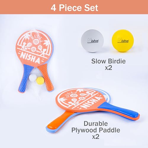 Nisha Lite Paddle Ball Set - Complete Set with 2 Balls and 2 Rackets | Interactive Indoor, Outdoor and Beach Game