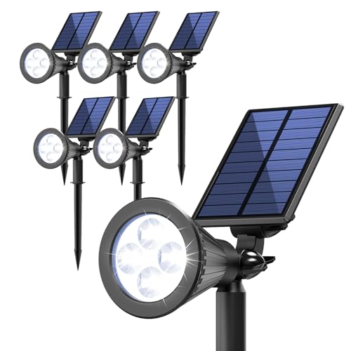 Solar Lights Outdoor Waterproof IP65, Cool White Light, 2 Lighting Modes, Solar Spotlights for Yard Garden Solar Spot Lights for Flag Landscape Auto On/Off-6 Pack - color: Cool White, size: 6 Pack