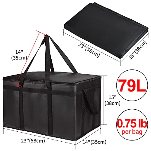 Insulated Food Delivery Bag, XXXL Insulated Reusable Grocery Cooler/Hot Bags, Tote Bag for Shopping/Travel/Doordash, Catering Bag Doordash 22x14x13, Black, 1-Pack - color: Black, size: 22 x 14 x 13 inches