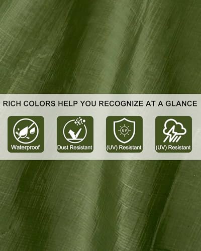 SmoothNovelty 3 Pcs Large Waterproof Tarp 10 x 12 ft Heavy Duty 5.5 Mil Thick Poly Tarpaulin with Grommets Multipurpose Protective Cover for Summer Home Boats Cars Camping Rv Pool Tent - color: Green,brown,black, size: 10 x 12 ft