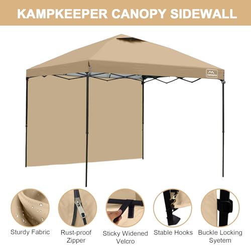 KAMPKEEPER 10X10 Canopy Tent Sidewalls with Zipper for Canopy Frame, 3Pcs Sunwalls Only, UPF50+ Waterproof Side Walls(Light Khaki) - color: Light Khaki
