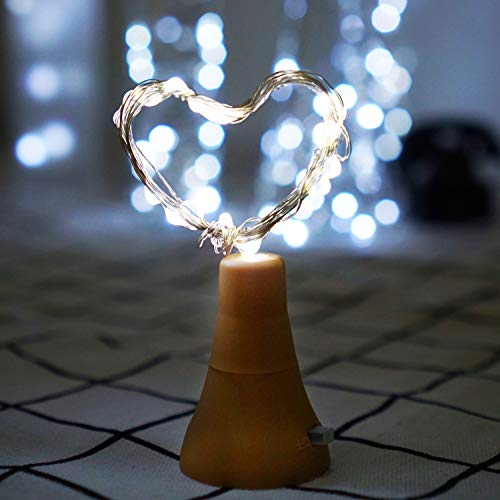 Upgraded 10 Pack Solar Wine Bottle Lights 20 LEDs Waterproof Silver Wire Cork Lights for Party, Wedding, Christmas, Holiday, Outdoor, Garden, Patio, Pathway Decor - color: Cool White, size: Round