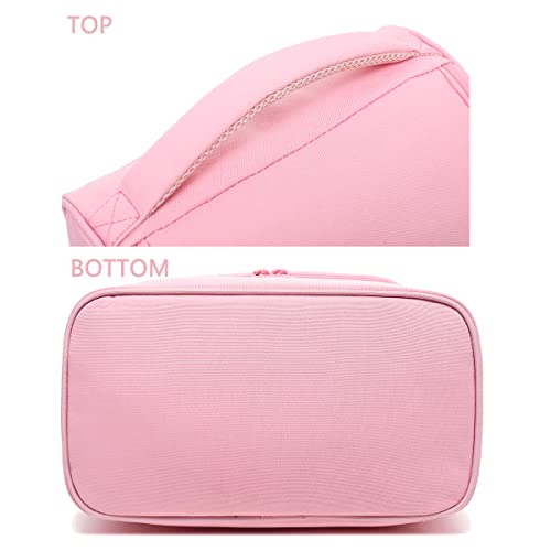 FlowFly Double Decker Cooler Insulated Lunch Bag Large Tote for Boys, Girls, Men, Women, With Adjustable Strap,Pink - color: Pink#All
