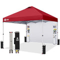 CROWN SHADES Canopy Tent 10x10 Pop Up Canopy Outdoor Shade with Pockets Sidewall, Easy Up Sun Shelter with One Person Set Up Center Lock, Portable Instant Camping Beach Canopy Tents, Red - color: Red