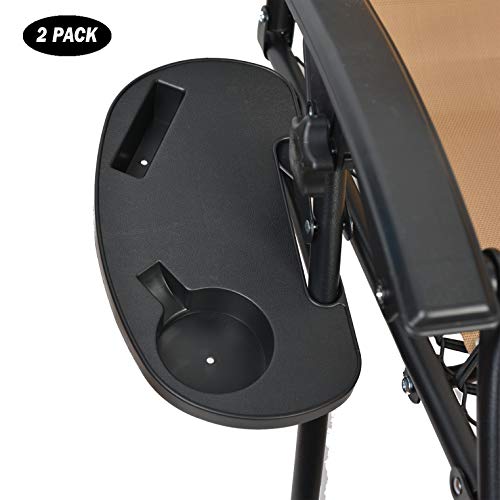 C-CHAIN Universal Zero Gravity Chair Tray, Cup Holder Tray for Fold Lounge Chair, Cup Holder with Water Cup Slot and Cellphone Slot (Small, 2 pcs) - color: Small, size: 2 pcs