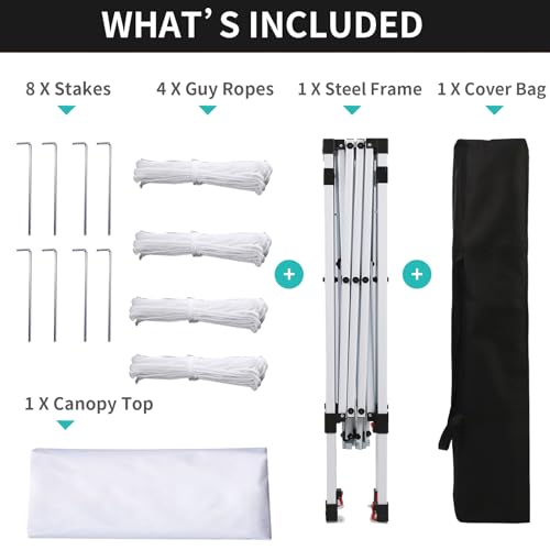 Northroad 10x10ft Pop Up Canopy, Popup Outdoor Canopy Tent with Wheeled Carrying Bag,Portable Gazebo Shelter for Patio,Deck,Garden,Beach（White） - color: White, size: 10x10