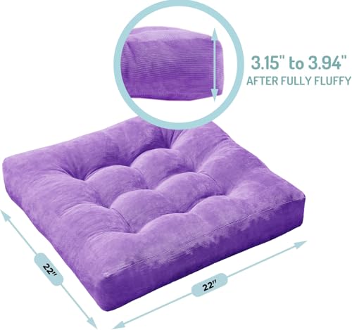 Degrees of Comfort Floor Cushion 22: Square Purple 22x22x4 Gusset Square-1PK - color: Purple, size: 1 Pack