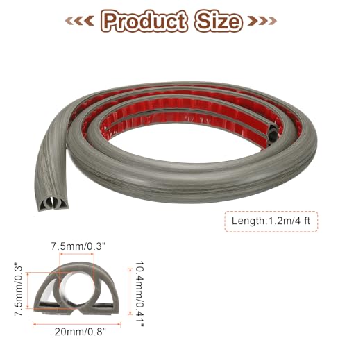 HARFINGTON 4ft Cord Cover Floor W0.3 x H0.3 Inner Channel PVC Hide Extension Cable Floor Wire Hider Wire Covers Protector for Prevent Cable Trips Cables Management, Light Grey - color: Light Grey, size: W0.3"xH0.3"x4ft