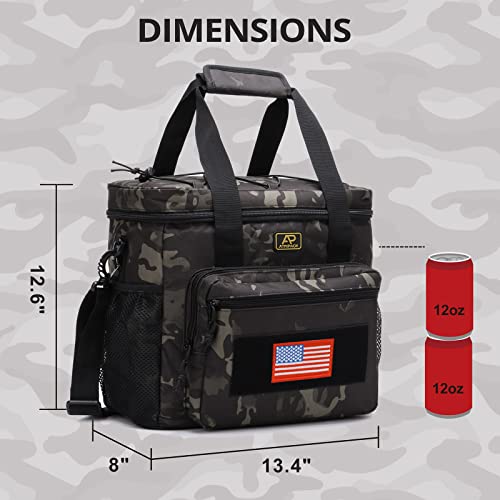 Lunch Box for Men, Tactical Lunch Bag MOLLE Webbing Leakproof Insulated Large Lunch Cooler Women Adult Meal with Adjustable Shoulder Strap Durable Lunch Pail (Camo-Black) - color: Camo-Black, size: Large