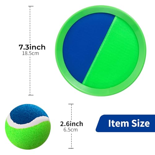 Outside Toys for Kids Ages 4-8 - Toss and Catch Ball Set, Kids Outdoor Games Yard Games for Kids and Adults with 6 Paddles and 3 Balls Toys for 3 4 5 6 7 8 Year Old Boys Girls Birthday - color: Blue+green