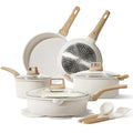 CAROTE 14 Pcs Pots and Pans Set Nonstick,Cookware Set Kitchen Cooking Set with Utensil and Pan Protectors Mothers Day - color: Cream White