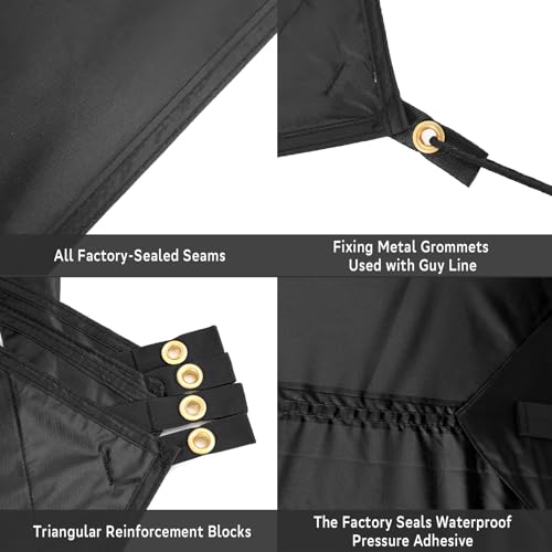 Clostnature Waterproof Camping Tarp for Tent - Ultralight Hammock Rain Fly for Backpacking, Heavy Duty Camping Hiking Awning Lightweight Rain Tarp Tent Shelter Camping Gear Must Haves - size: 156''x115''