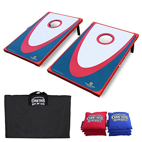 Driveway Games Backyard Edition Portable Toss Cornhole Game Set Regulation Size 2 Target Boards, 8 Bean Bags, and Carry Bag, Red/Blue