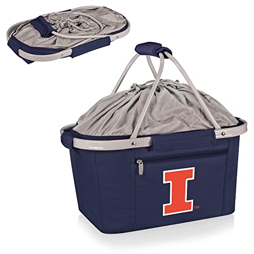 PICNIC TIME NCAA Illinois Fighting Illini Metro Shopping Basket - Insulated Picnic Basket - Collapsible Market Basket - Utility Tote Cooler Bag