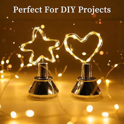ANGMLN Solar Diamond Shaped Wine Bottle Cork Lights 10 Pack Solar String Fairy Lights Outdoor Waterproof for Wedding Holiday Garden Patio Pathway Bar Concert Indoor Outdoor Decorative (Warm White) - color: Warm White